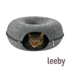 Leeby Cama Túnel Feltro Cinzento para gatos