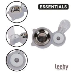 Leeby Comedouro e Dispensador de Água 2 em 1 em Aço Inoxidável Cinzento para gatos