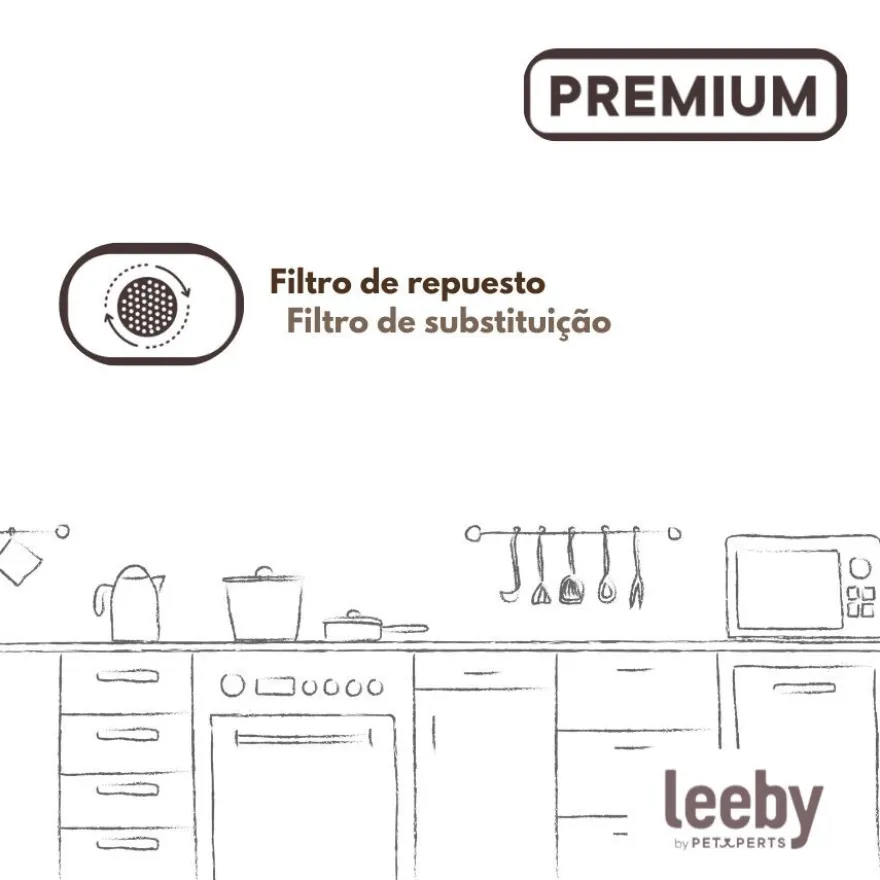 Leeby Conjunto de 3 Filtros de Substituição para Bebedouro Sem Fios de cães e gatos