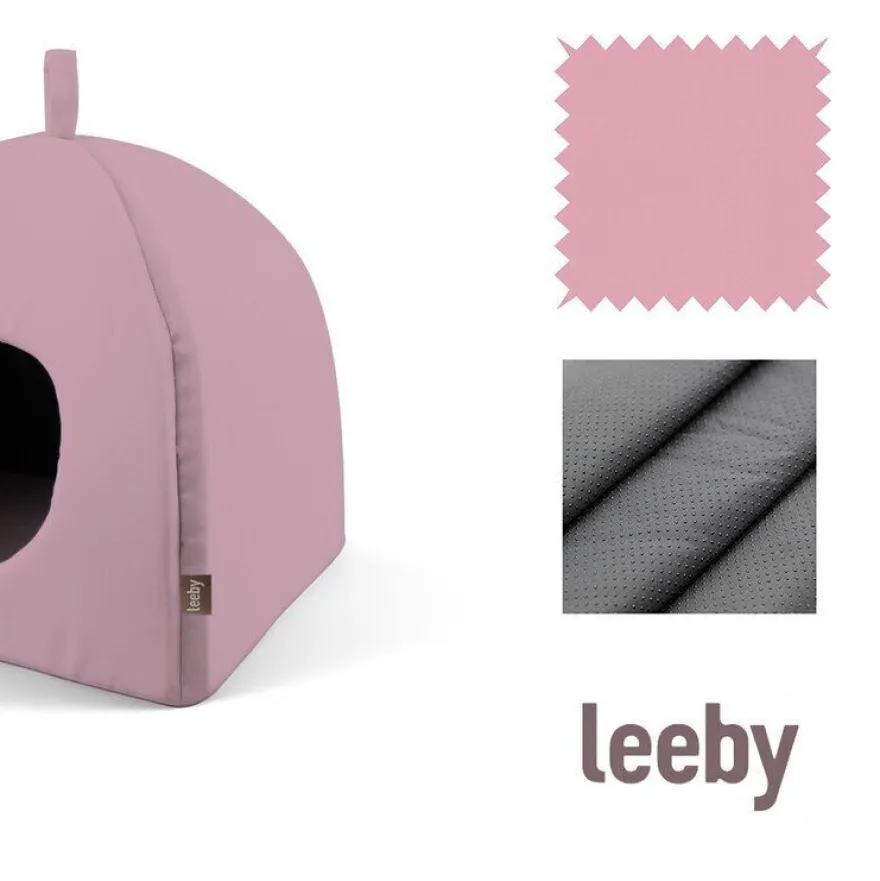 Leeby Igloo antiderrapante rosa para gatos