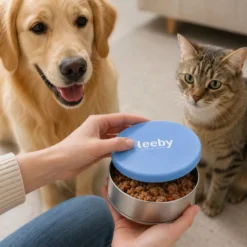 Leeby Tampa para Comedouro Azul para cães e gatos