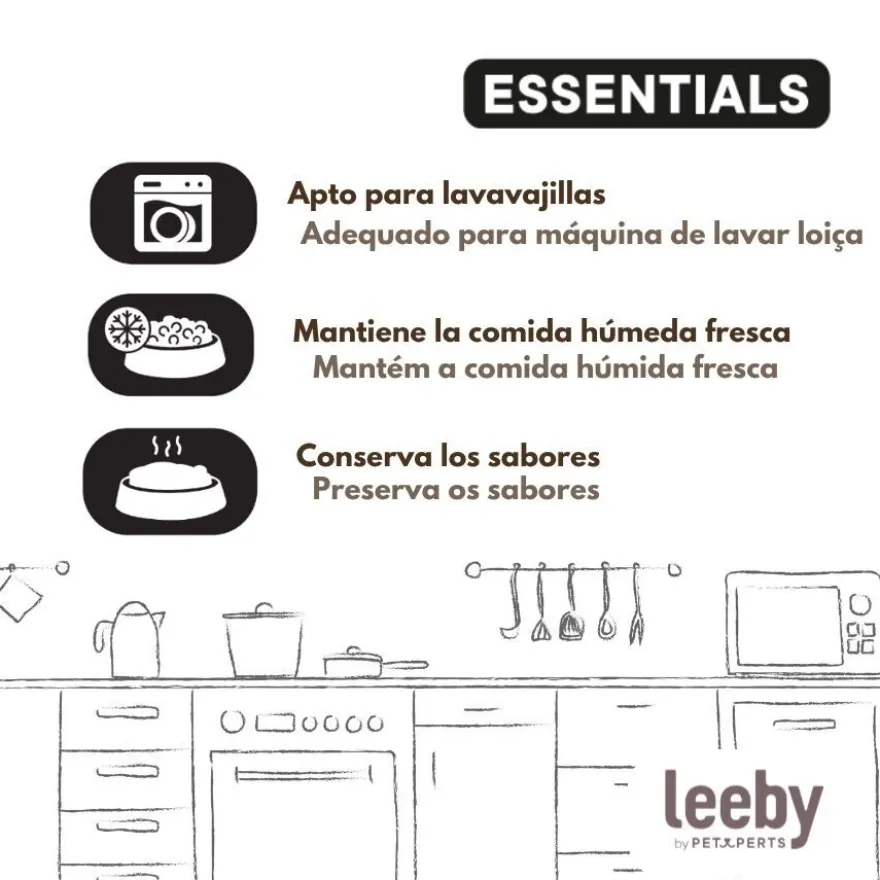 Leeby Tampa para Comedouro Castanha para cães e gatos