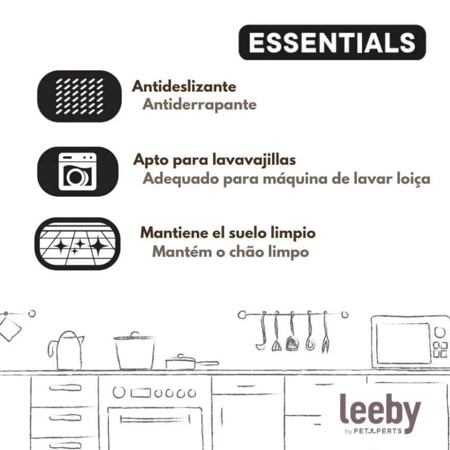 Leeby Tapete Antiderrapante para Comedouros de cães e gatos