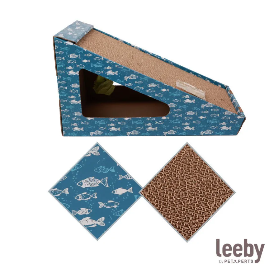 Leeby Walter arranhador de cartão horizontal com bola e estampado de peixes para gatos