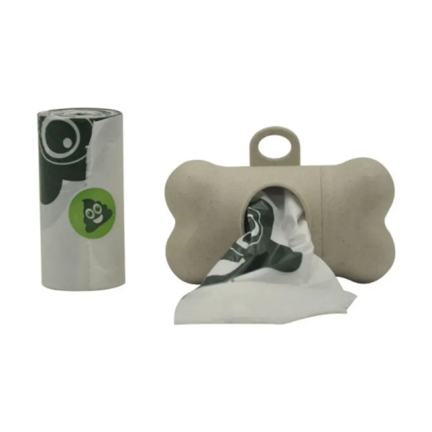 M-pets Poo Bamboo Porta Sacos Biodegradáveis + 15 sacos de cocó para cão
