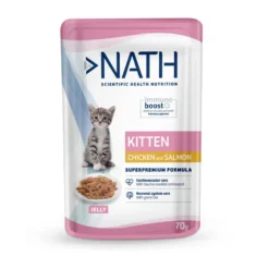 Nath Kitten Frango e Salmão Saquetas em gelatina para gatos