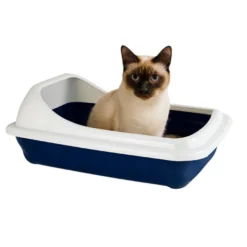 Nice Care Caixa de areia Birba Azul com borda para gatos