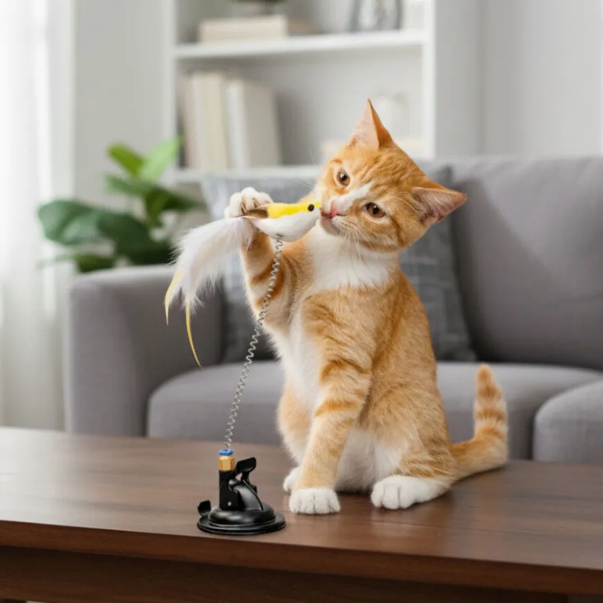 PLAYOLOGY BRINQUEDO PÁSSARO COM MOLA E VENTOSA PARA GATOS