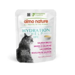 Sachê de caldo de salmão Almo Nature HFC Hydration Help para gatos