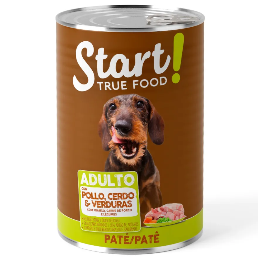 Start Adult Frango com Porco e Legumes Patê em lata para cães