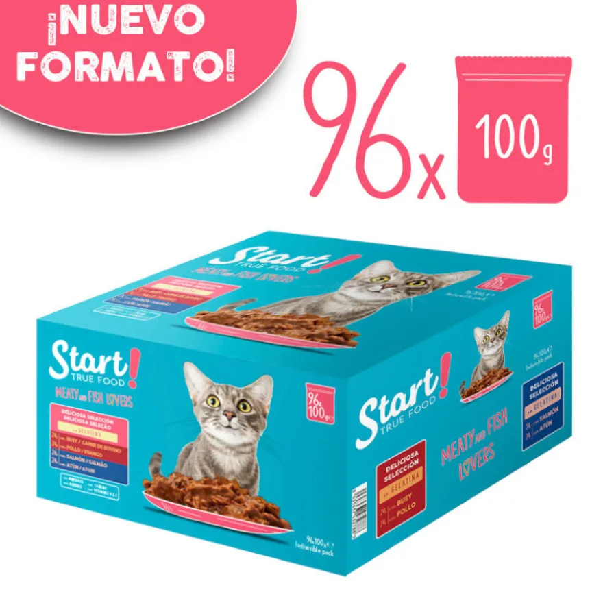 Start Cat Alimento húmido de carne peixe em saquetas para gatos Pack Poupança!