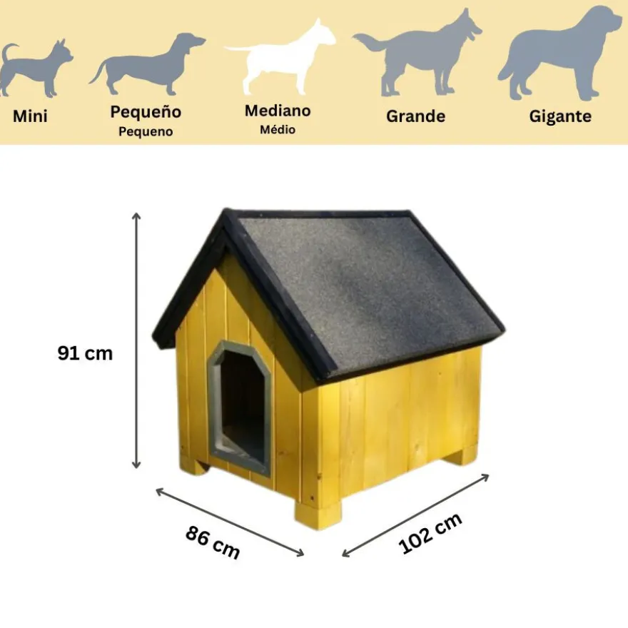 TK-Pet Alpine Casota de Madeira Amarela para cães