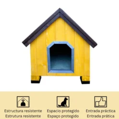 TK-Pet Alpine Casota de Madeira Amarela para cães