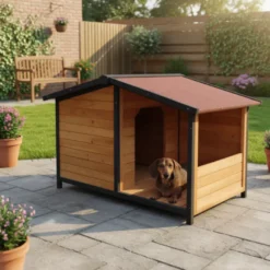 TK-Pet Rocky Casota de Madeira com Pátio para cães