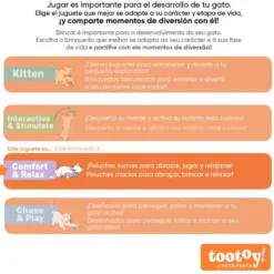 Tootoy! Comfort & Relax Brinquedo rato arco-íris de peluche para gatos
