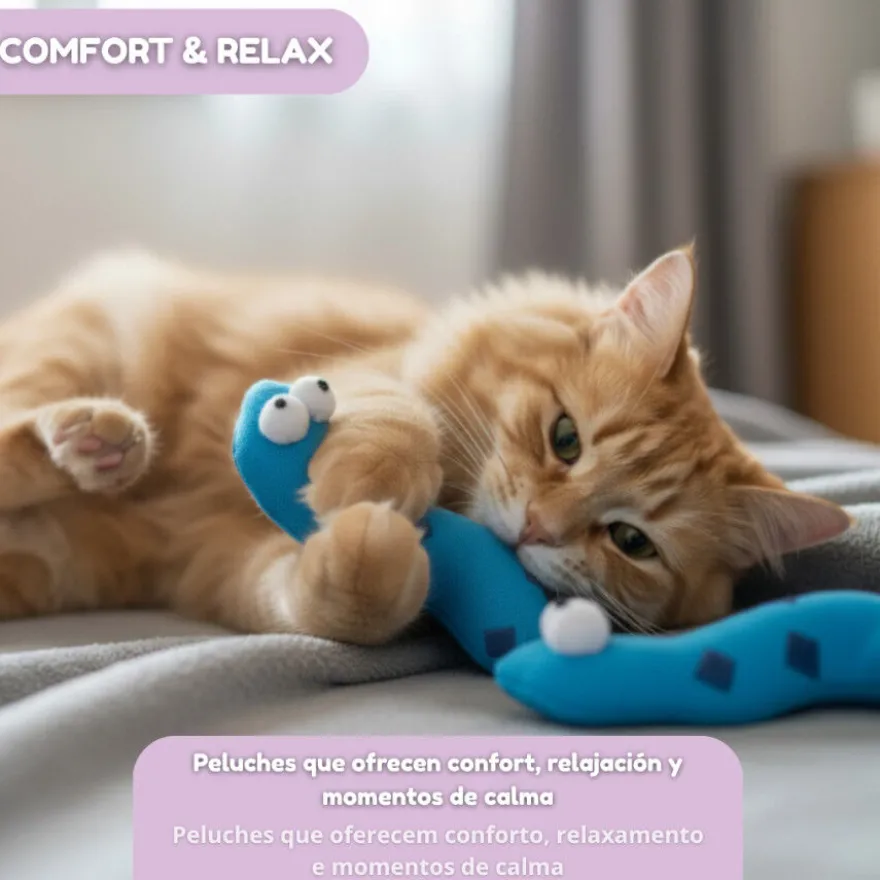 Tootoy! Comfort & Relax Peluch Conjunto de cobras pata gatos
