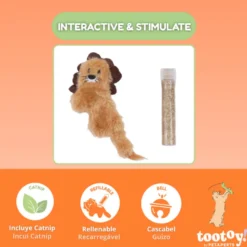 Tootoy! Interactive & Stimulate Leão de peluche com catnip para gato