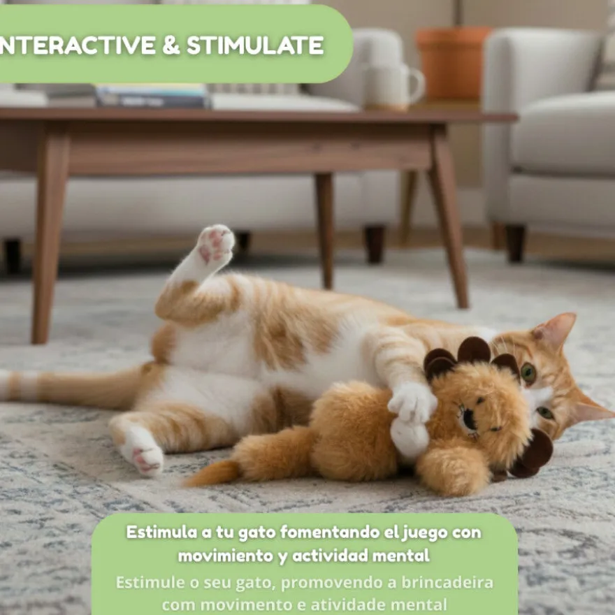 Tootoy! Interactive & Stimulate Leão de peluche com catnip para gato
