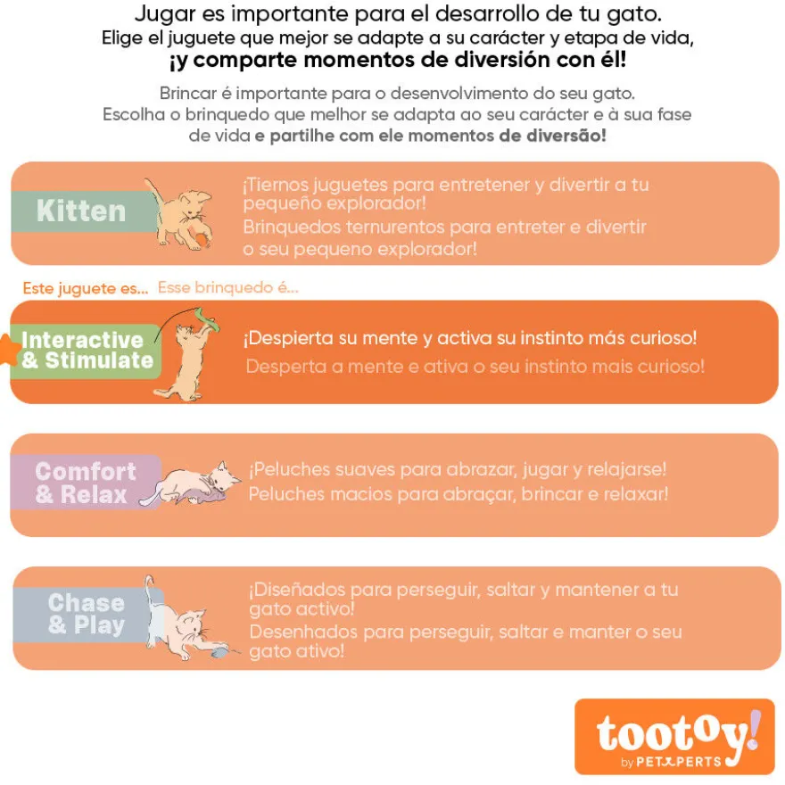 Tootoy! Interactive & Stimulate Leão de peluche com catnip para gato