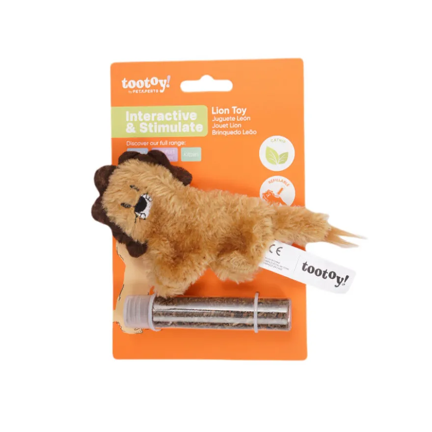 Tootoy! Interactive & Stimulate Leão de peluche com catnip para gato