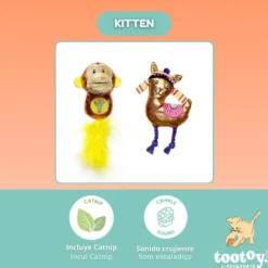 Tootoy! Kitten Peluche de macaco brilhante e lhama para gatos