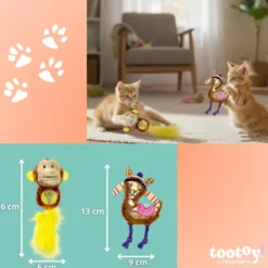 Tootoy! Kitten Peluche de macaco brilhante e lhama para gatos