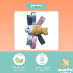 Tootoy! Kitten Peluche Peixe com laço para gatos