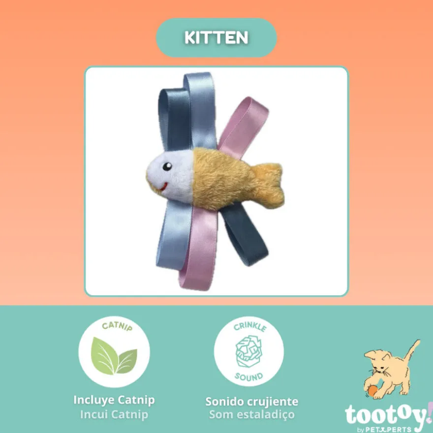 Tootoy! Kitten Peluche Peixe com laço para gatos