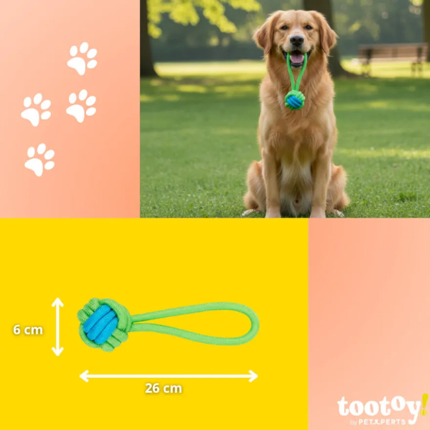 Tootoy! Pull Bola de corda com pega para cães