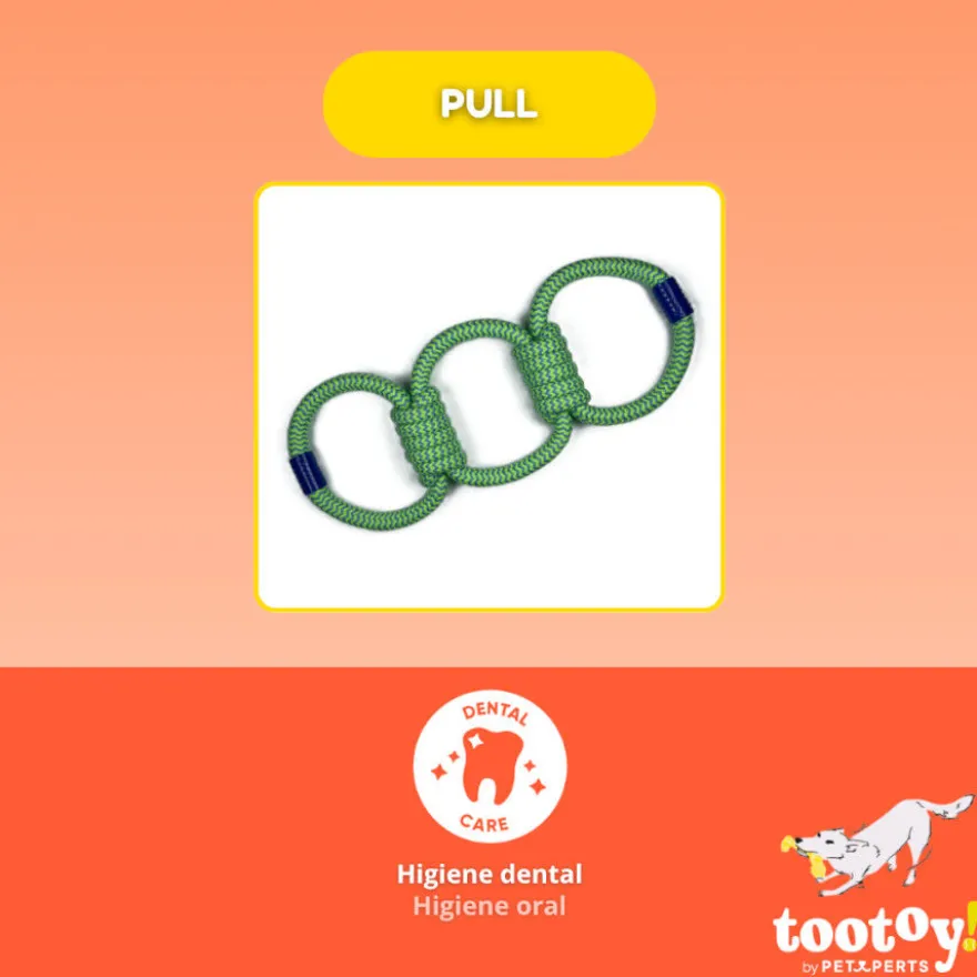 Tootoy! Pull Brinquedo de corda com três nós para cães