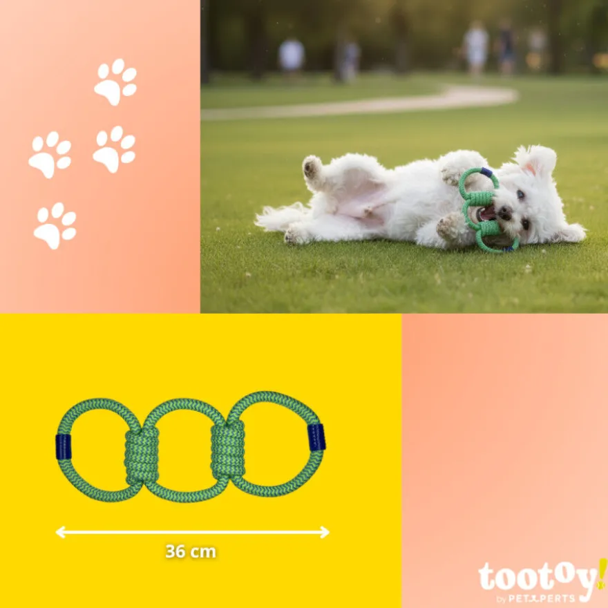 Tootoy! Pull Brinquedo de corda com três nós para cães