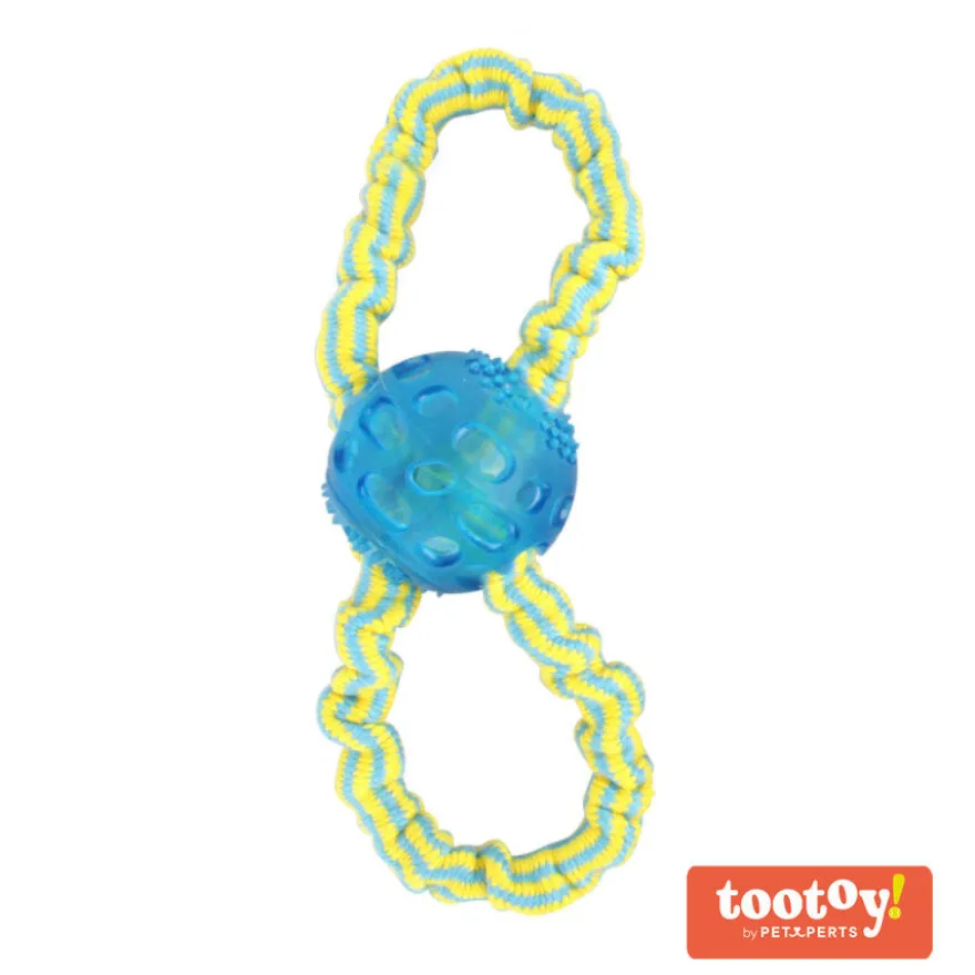 Tootoy! Super elastic toy Blue Bola com Corda Azul para cães