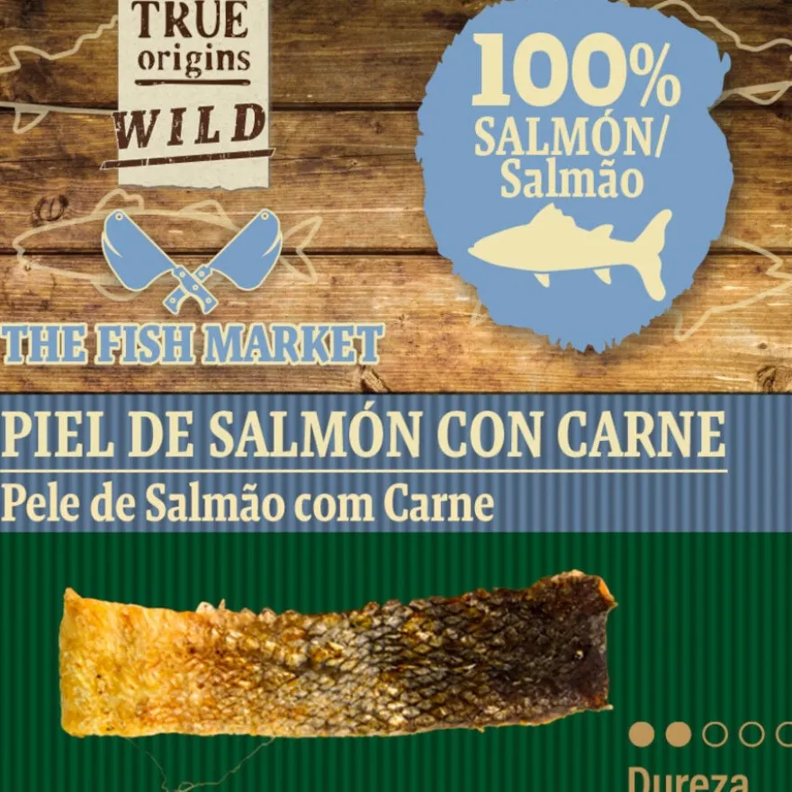 True Origins Pele de salmão com carne Snack para cães