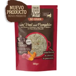 True Origins Pure Adult Gently Coocked Comida húmida de vitela e abóbora em saqueta para cães