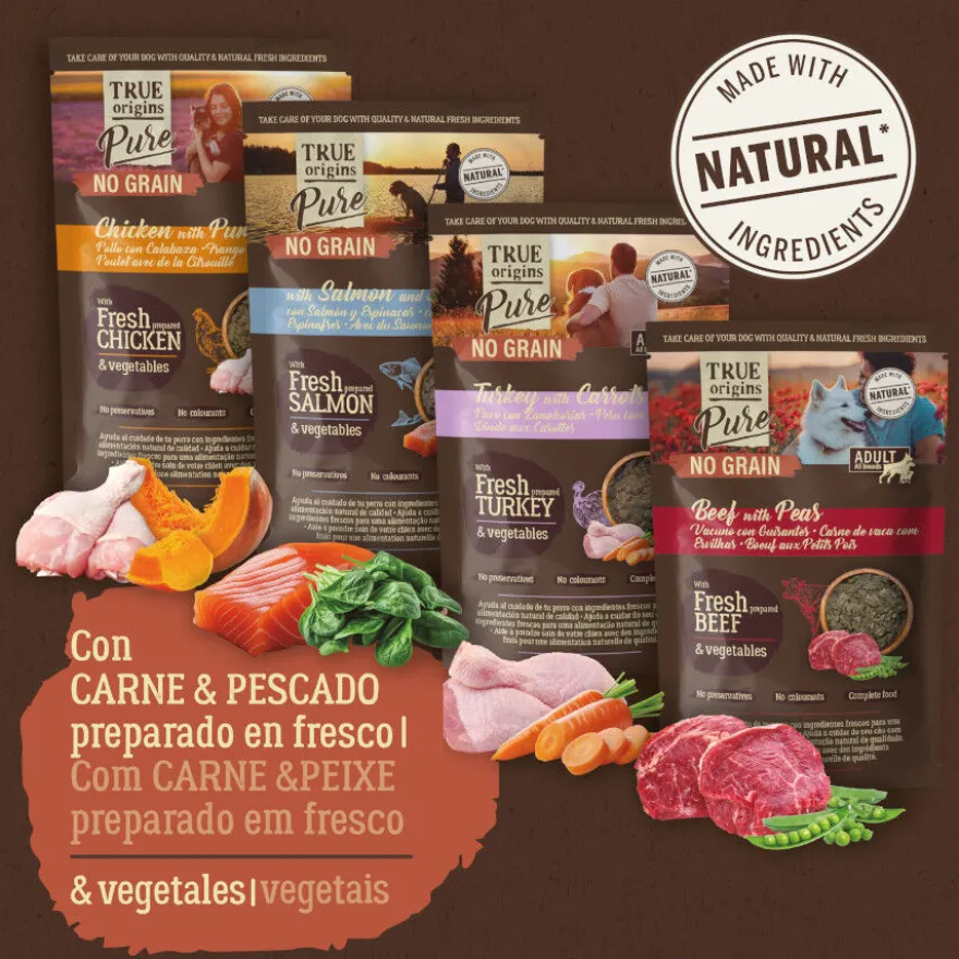 True Origins Pure Multipack Comida húmida Carne e Peixe em saquetas para cães - Multipack