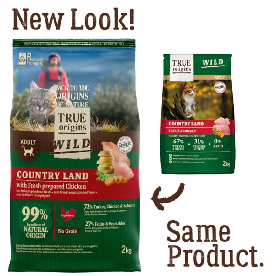 True Origins Wild Adult Frango e Peru Ração para gatos