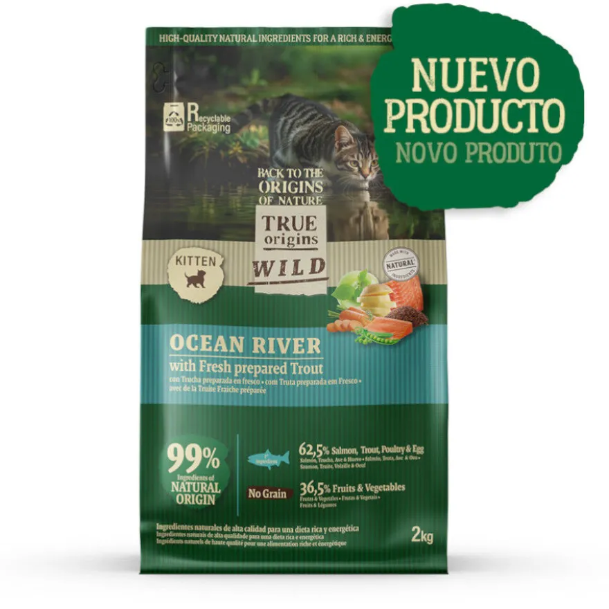 True Origins Wild Ocean River Salmão e Truta ração para gatinhos