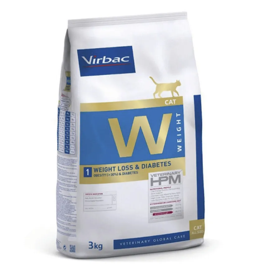 Virbac W1 Weight Loss Diabetes HPM ração para gatos