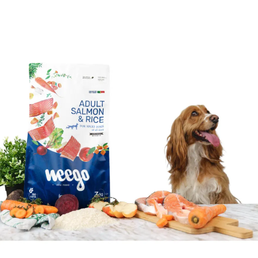 Weego Low Grain Ração de salmão e arroz para cães