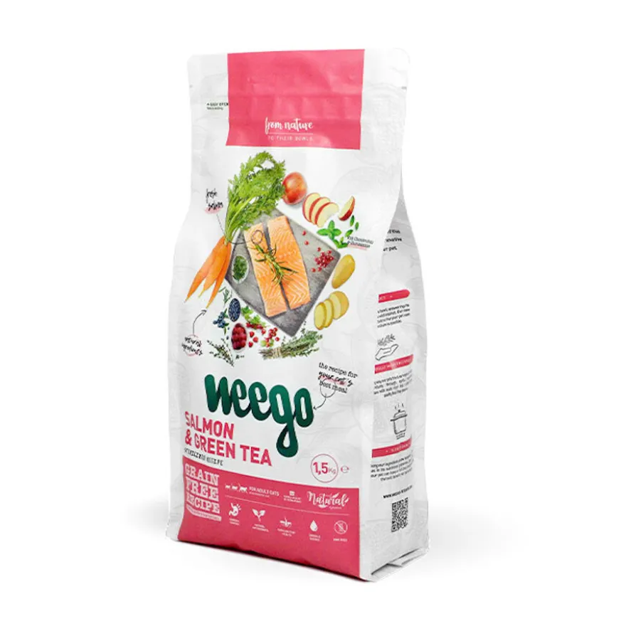 Weego Salmão e Chá Verde ração para gatos