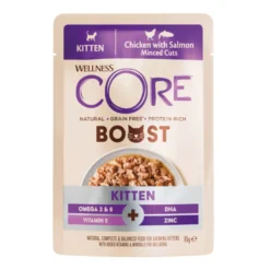 Wellness Core Boost Comida húmida de frango e salmão para gatinhos