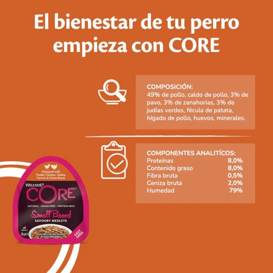 Wellness Core Small Breed Grain Free Frango e Peru Terrina para cães