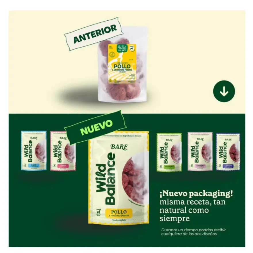 Wild Balance BARF Frango e Legumes alimentação natural congelada para cães