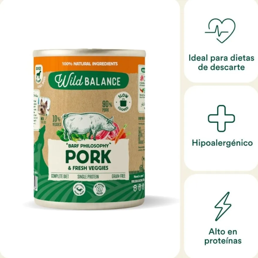 Wild Balance comida húmida BARF natural de porco para cães
